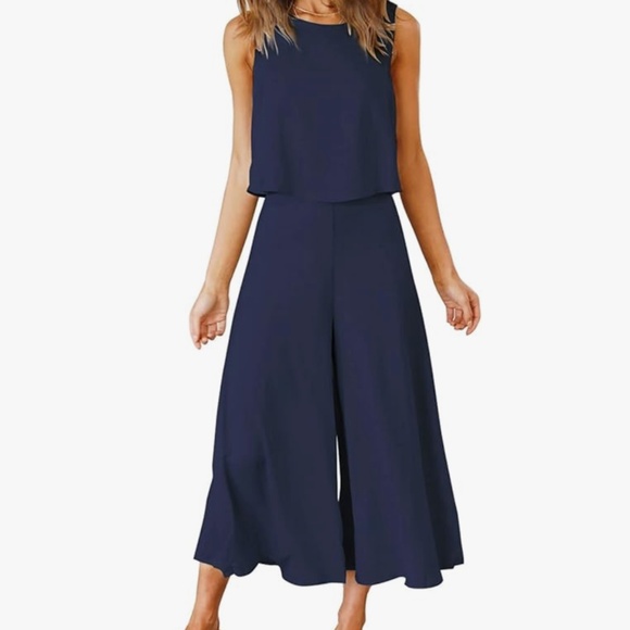 Women’s Summer 2-Piece Cropped Set - Size Small - NAVY - Like New - Picture 1 of 10